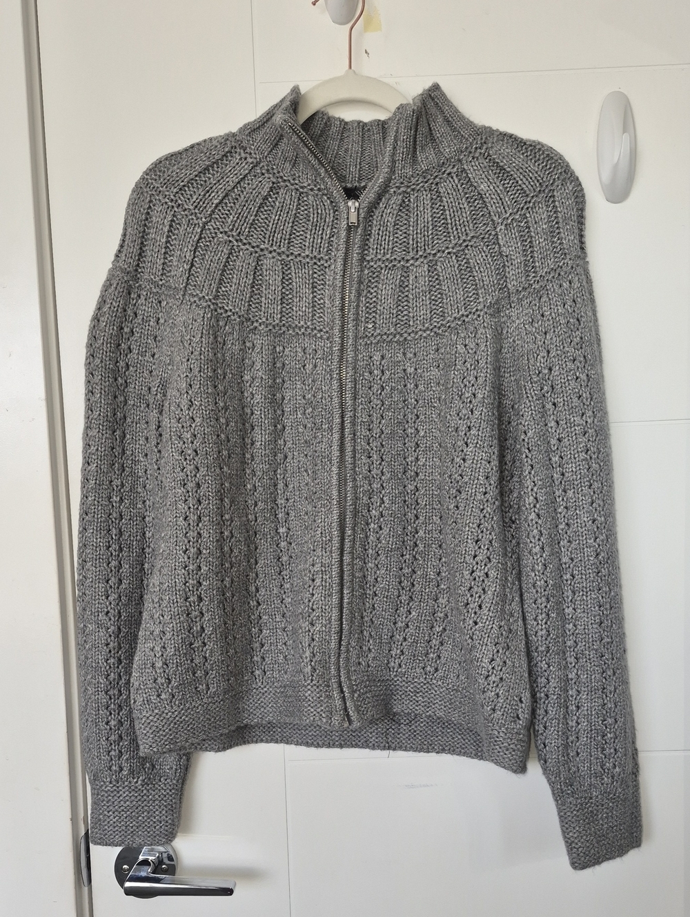 Talbots Gray Textured Zip-Up Cardigan Sweater